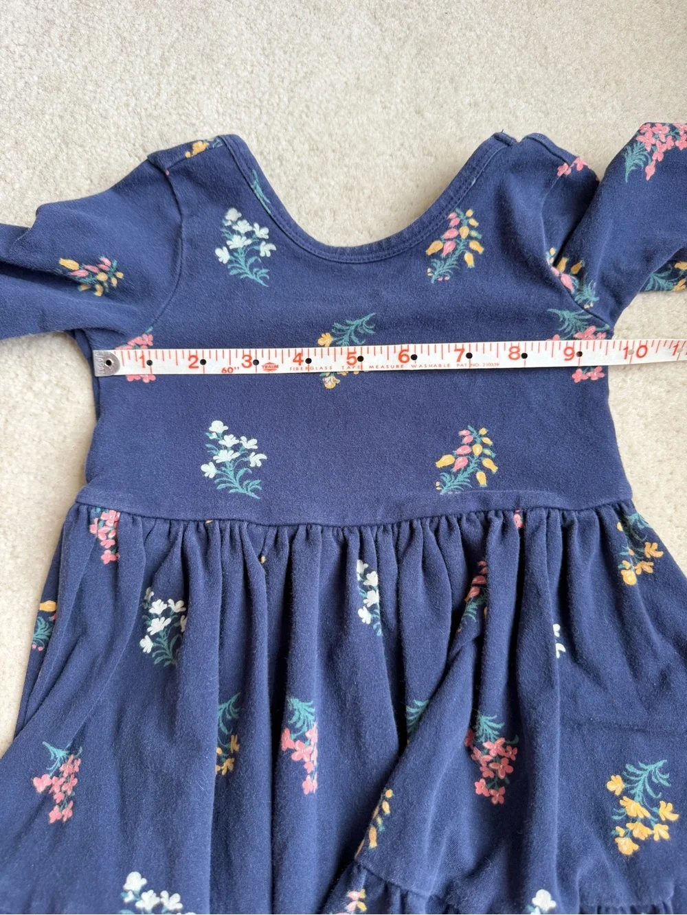 Janie and Jack Navy Floral Long Sleeve Dress Girls Size 3